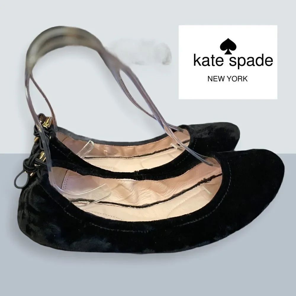 Kate Spade Globe Black Travel Ballet Flats 6